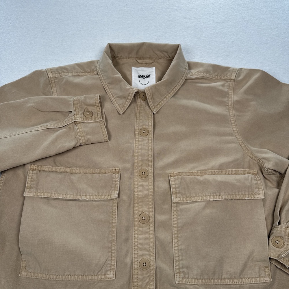 Aerie Cropped Chore Jacket Women's Medium Button Up Cotton Lyocell